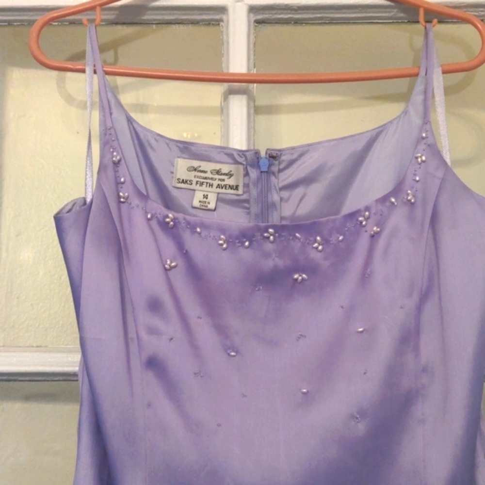 NWT  Lavender Formal Evening Gown,  Anne Stanley Saks Fifth Ave., Beaded, Flare
